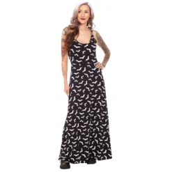 SOURPUSS LUNA BATS MAXI DRESS BLACK/WHITE 8 SOURPUSS LUNA BATS MAXI DRESS BLACK/WHITE