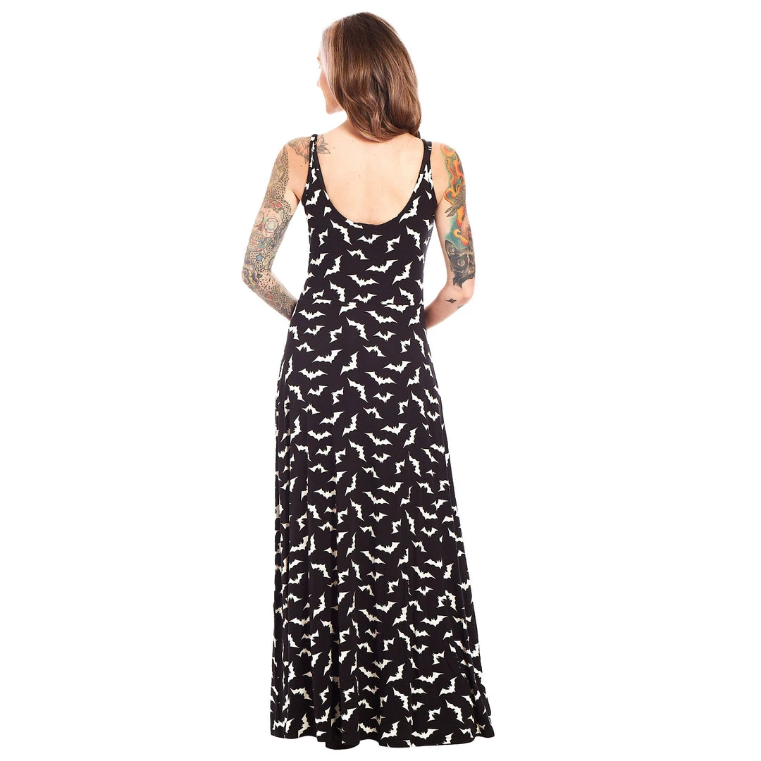 SOURPUSS LUNA BATS MAXI DRESS BLACK/WHITE 6 SOURPUSS LUNA BATS MAXI DRESS BLACK/WHITE