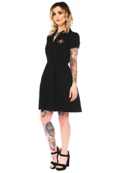 What's New SOURPUSS WINGED SKULL BUTTON DOWN DRESS