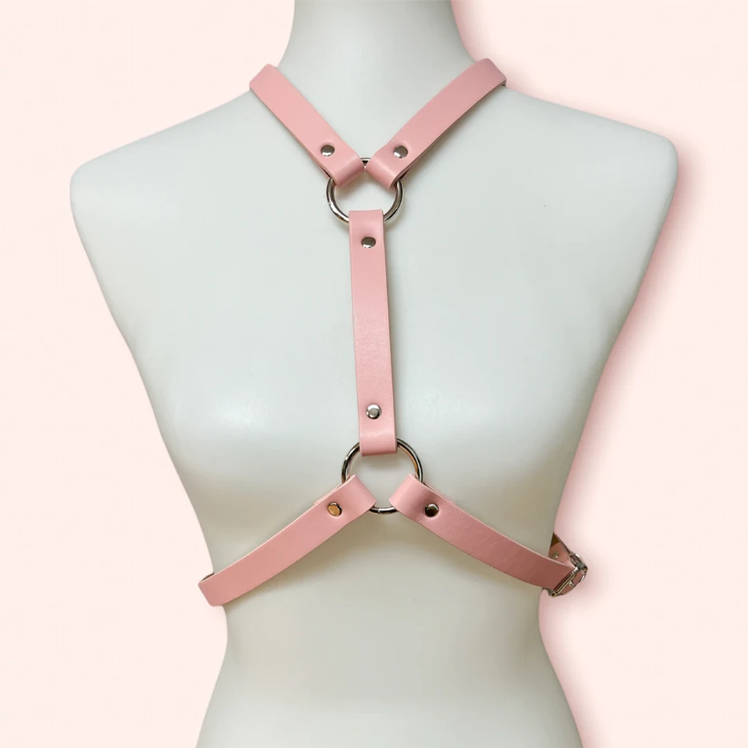 Funk Plus Accessories VEGAN Y HARNESS WITH O RINGS PINK 3 Funk Plus Accessories VEGAN Y HARNESS WITH O RINGS PINK
