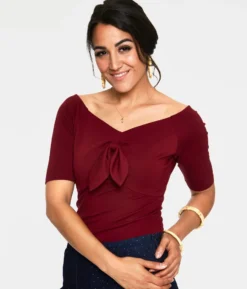 VOODOO VIXEN ANIKA BOW TOP BURGUNDY