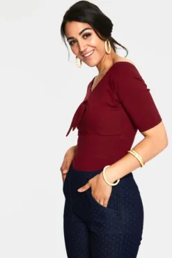 VOODOO VIXEN ANIKA BOW TOP BURGUNDY 10 VOODOO VIXEN ANIKA BOW TOP BURGUNDY