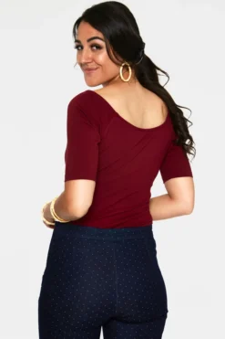 VOODOO VIXEN ANIKA BOW TOP BURGUNDY 11 VOODOO VIXEN ANIKA BOW TOP BURGUNDY