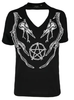 RESTYLE V NECK ANTLERS CHOKER TOP