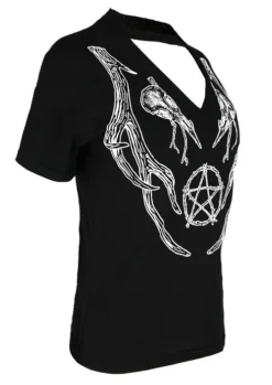 RESTYLE V NECK ANTLERS CHOKER TOP