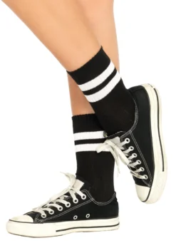 None ATHLETIC STRIPED ANKLE SOCKS BLK/WHT Accessories