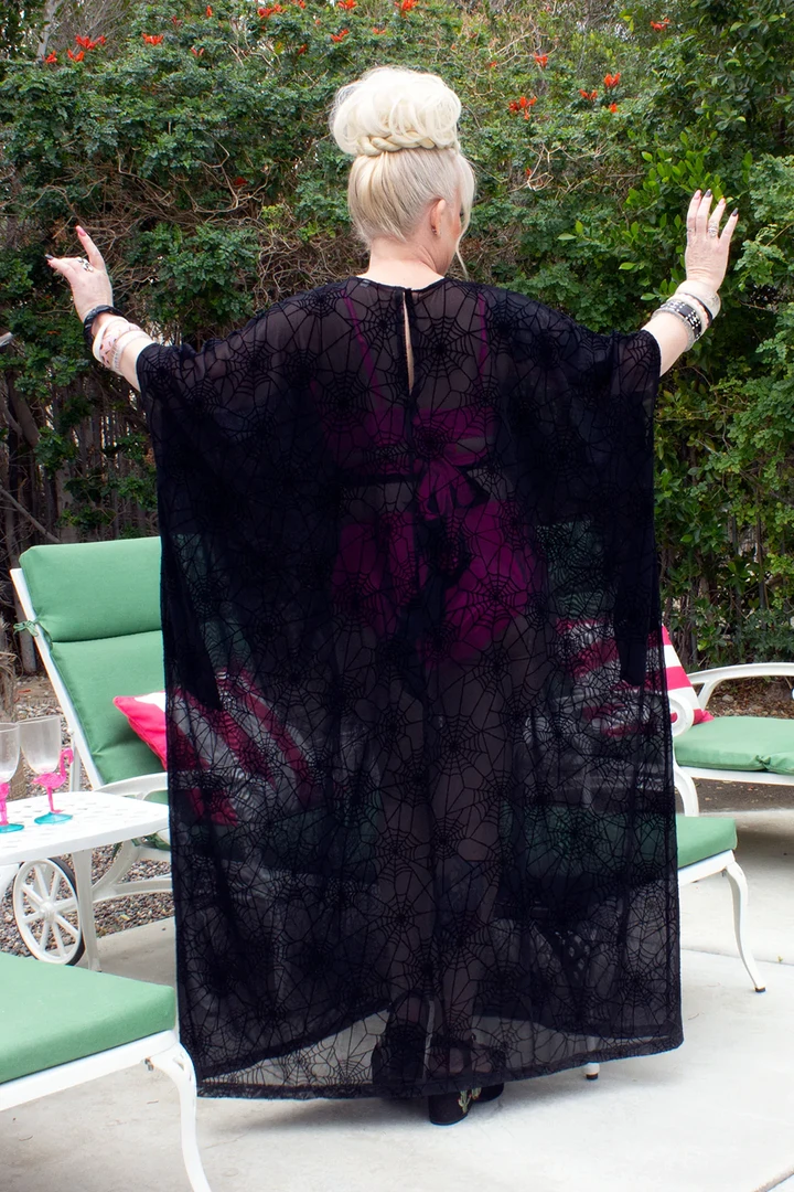 OBLONG BOX SHOP BLACK MAGIK SPIDERWEB LONG CAFTAN 5 OBLONG BOX SHOP BLACK MAGIK SPIDERWEB LONG CAFTAN