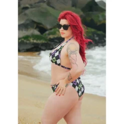 SOURPUSS BAT ARGYLE SCRUNCH BIKINI