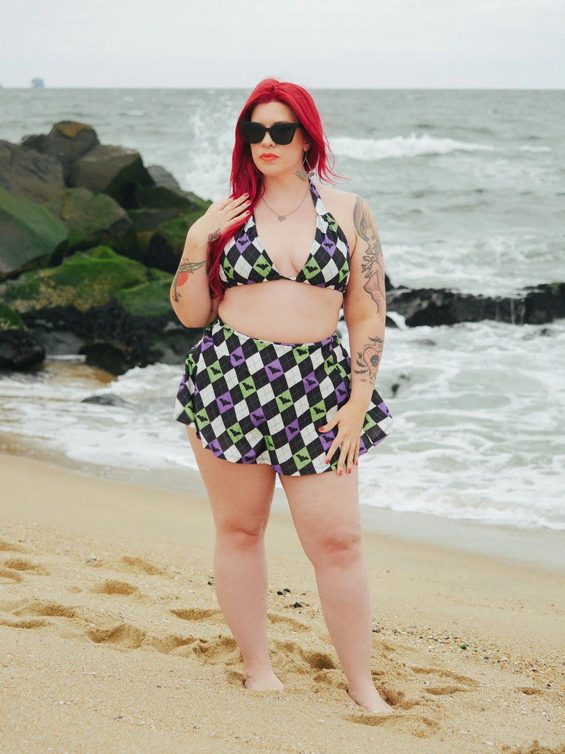 SOURPUSS BAT ARGYLE SCRUNCH BIKINI 5 SOURPUSS BAT ARGYLE SCRUNCH BIKINI