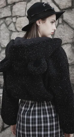 PunkRave PUNK RAVE BEAR EARS CROPPED DRAWSTRING JACKET