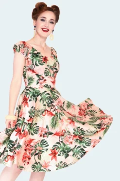 Apparel VOODOO VIXEN BETSY TROPICAL FLAMINGO OFF-SHOULDER SWING DRESS 10 Apparel VOODOO VIXEN BETSY TROPICAL FLAMINGO OFF-SHOULDER SWING DRESS