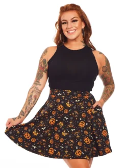 SOURPUSS CLASSIC HALLOWEEN SKATER SKIRT BLACK