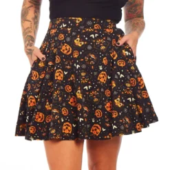 SOURPUSS CLASSIC HALLOWEEN SKATER SKIRT BLACK