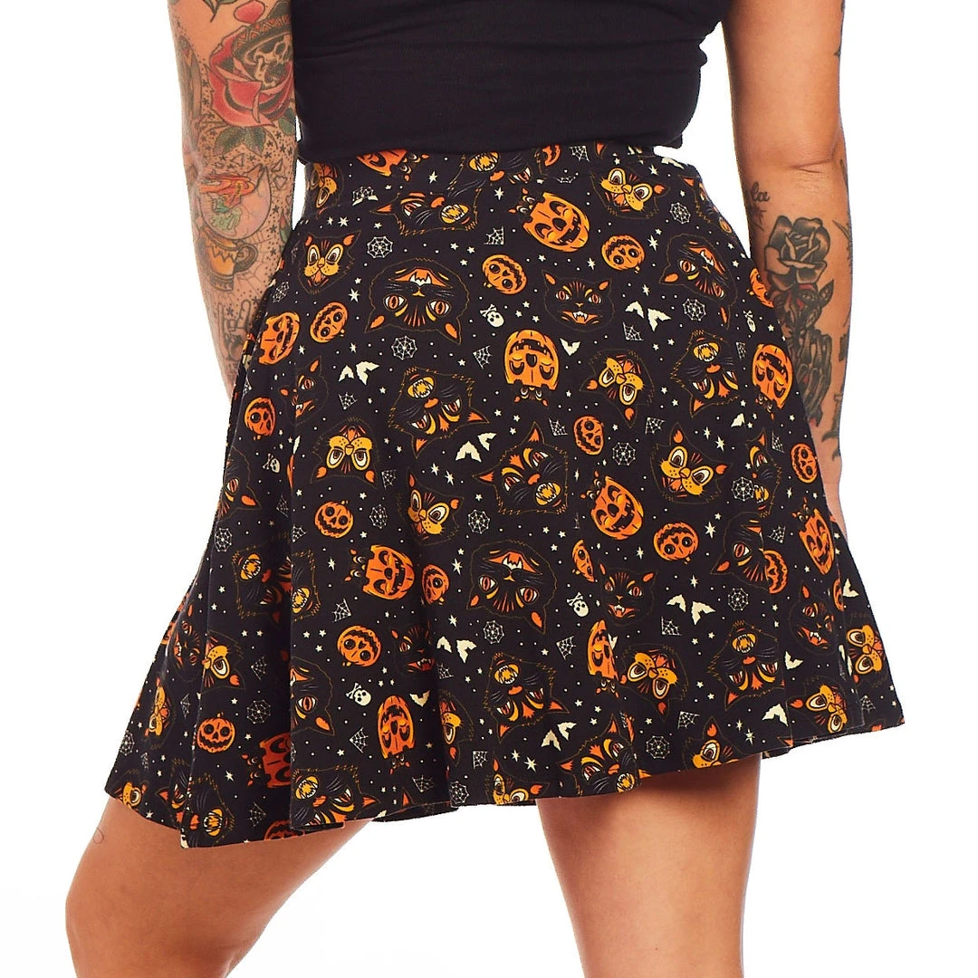 SOURPUSS CLASSIC HALLOWEEN SKATER SKIRT BLACK 5 SOURPUSS CLASSIC HALLOWEEN SKATER SKIRT BLACK