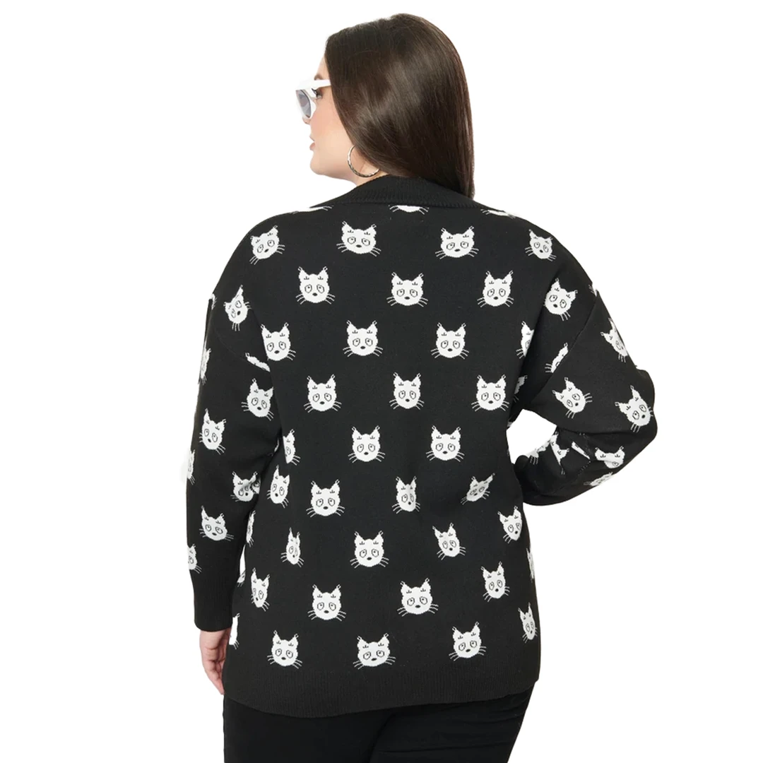 Shop Sour+Plus UNIQUE VINTAGE BLACK & CAT PRINT ASPEN CARDIGAN 4 Shop Sour+Plus UNIQUE VINTAGE BLACK & CAT PRINT ASPEN CARDIGAN