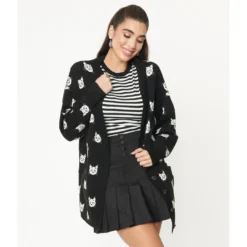 Shop Sour+Plus UNIQUE VINTAGE BLACK & CAT PRINT ASPEN CARDIGAN 11 Shop Sour+Plus UNIQUE VINTAGE BLACK & CAT PRINT ASPEN CARDIGAN