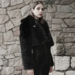 PunkRave Apparel PUNK RAVE FAUX FUR SHORT COAT