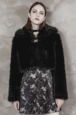 PunkRave Apparel PUNK RAVE FAUX FUR SHORT COAT