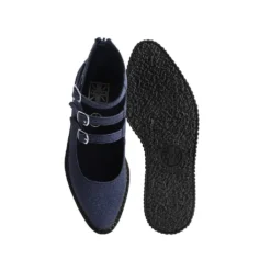 Footwear T.U.K. 3-STRAP POINTED MARY JANE BLACK GLITTER