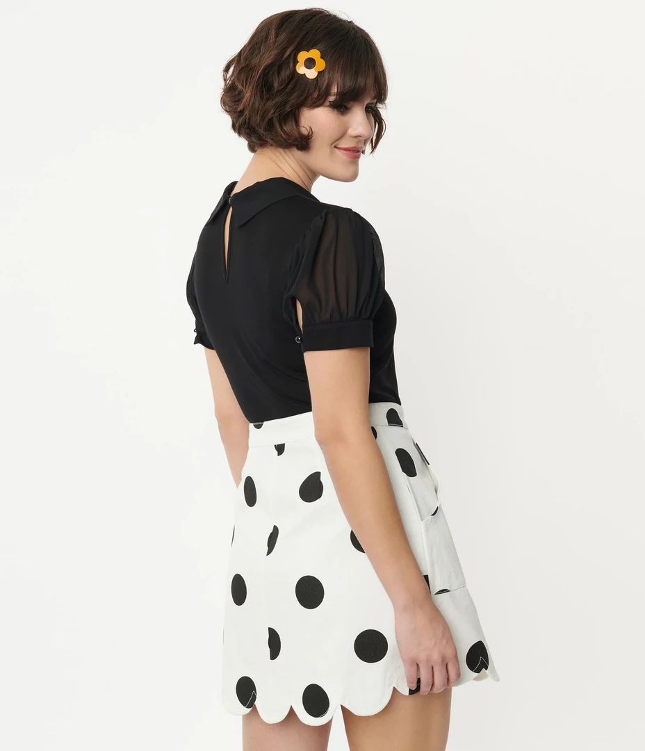 SMAK PARLOUR BLACK KNIT TOP W/ CHIFFON CONTRAST 5 SMAK PARLOUR BLACK KNIT TOP W/ CHIFFON CONTRAST