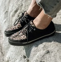 Footwear T.U.K. BLACK & LEOPARD VEGAN VLK SNEAKER