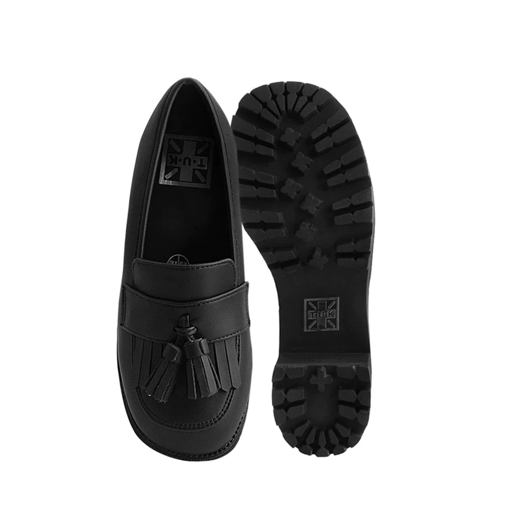 T.U.K. TUKSKIN FRINGE LOAFER PLATFORMS BLACK Footwear 6 T.U.K. TUKSKIN FRINGE LOAFER PLATFORMS BLACK Footwear