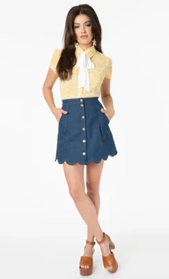 Apparel SMAK PARLOUR BLUE DENIM CAMPUS MINI SKIRT 8 Apparel SMAK PARLOUR BLUE DENIM CAMPUS MINI SKIRT