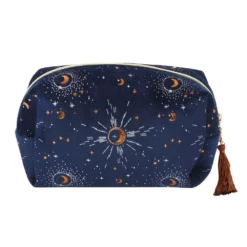 None Lifestyle BLUE CRESCENT MOON TASSELED MAKE UP BAG