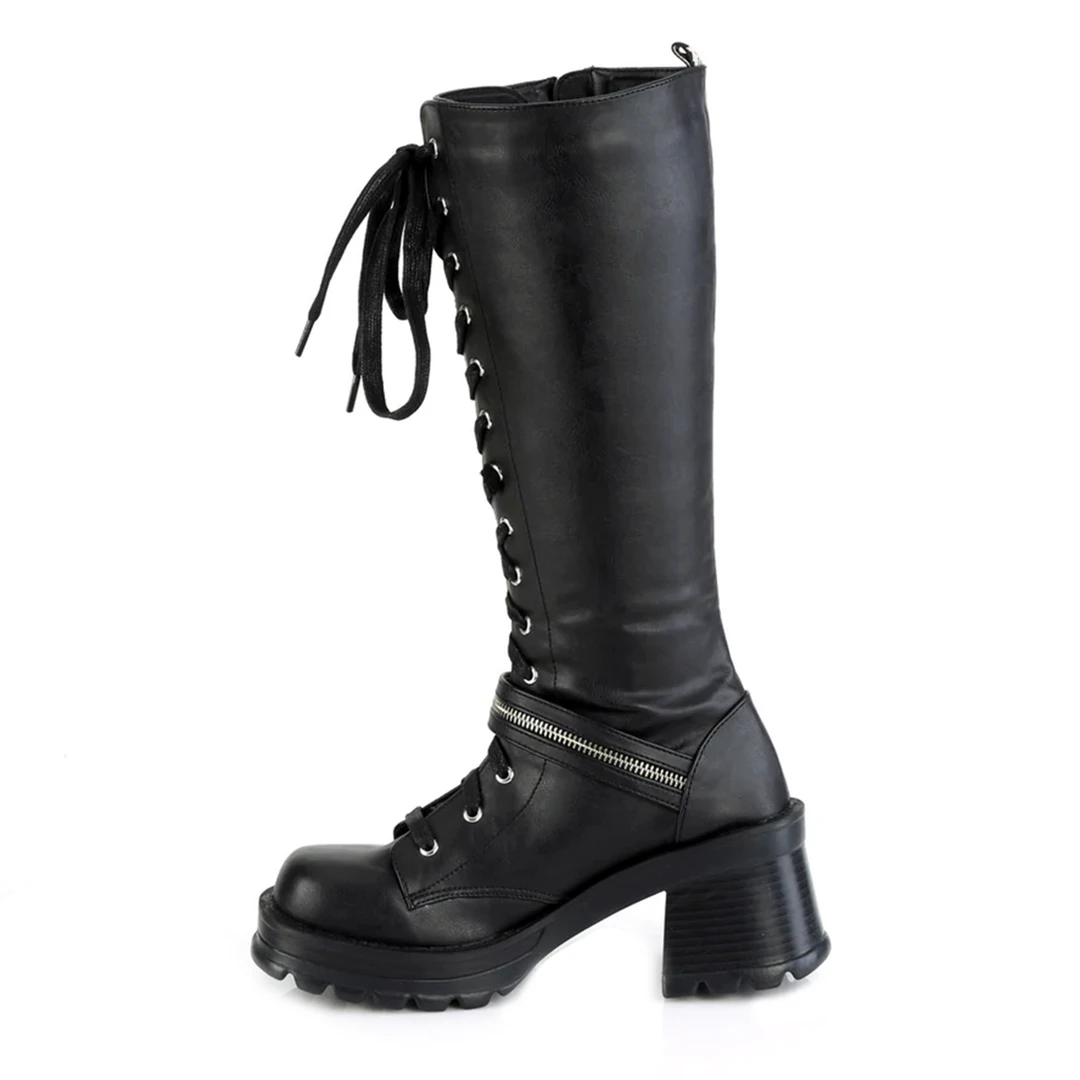 DEMONIA BRATTY LACE UP/ZIPPER KNEE HIGH BOOTS Footwear 5 DEMONIA BRATTY LACE UP/ZIPPER KNEE HIGH BOOTS Footwear