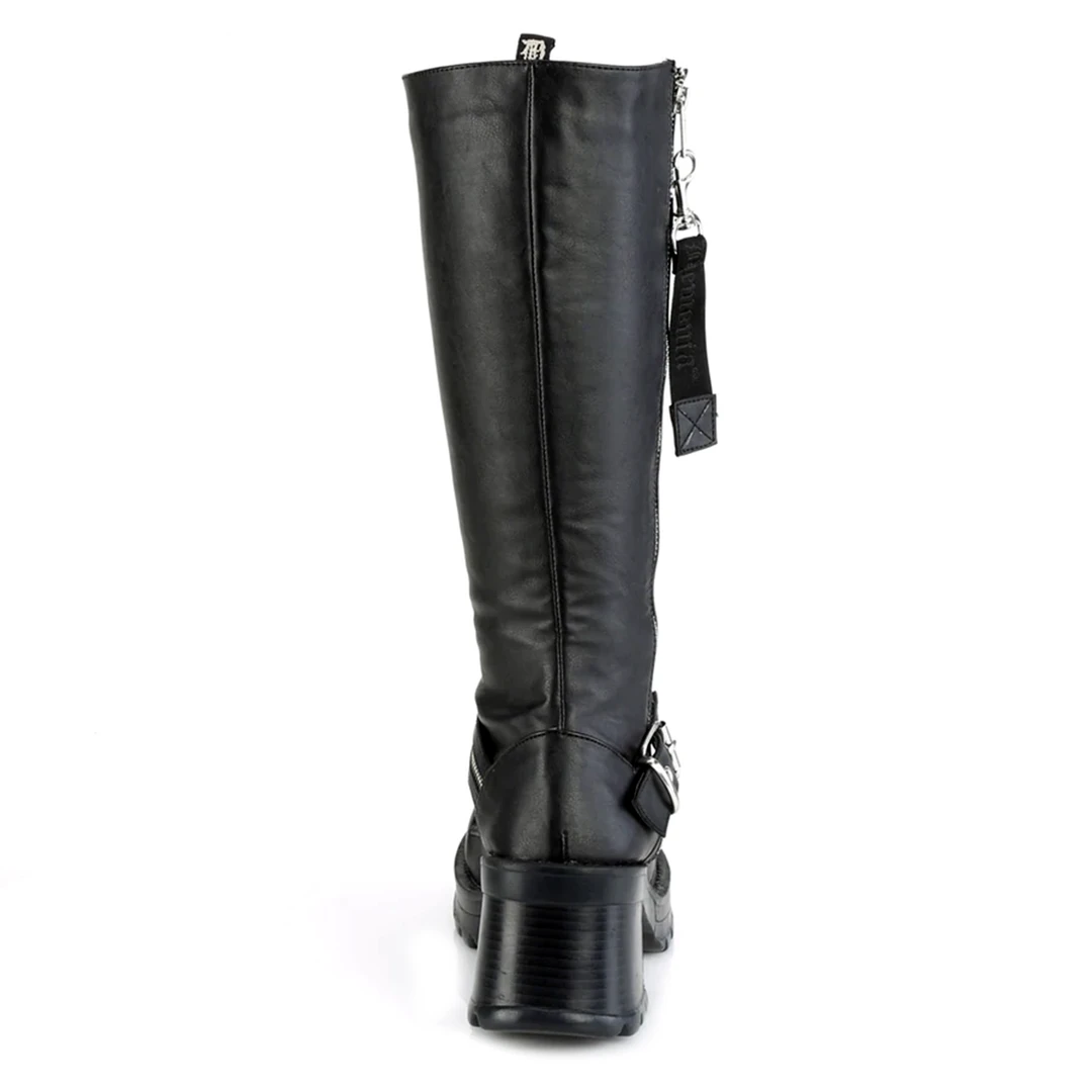 DEMONIA BRATTY LACE UP/ZIPPER KNEE HIGH BOOTS Footwear 6 DEMONIA BRATTY LACE UP/ZIPPER KNEE HIGH BOOTS Footwear