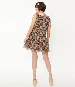 SMAK PARLOUR BROWN & PINK TULIP PRINT MINI DRESS What's New