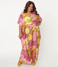 UNIQUE VINTAGE FLORAL PRINT BURTON CAFTAN DRESS 10 UNIQUE VINTAGE FLORAL PRINT BURTON CAFTAN DRESS