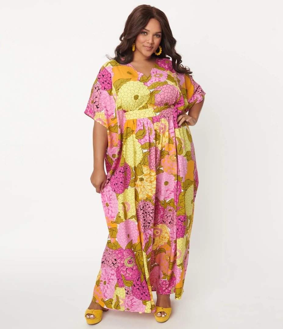 UNIQUE VINTAGE FLORAL PRINT BURTON CAFTAN DRESS 6 UNIQUE VINTAGE FLORAL PRINT BURTON CAFTAN DRESS