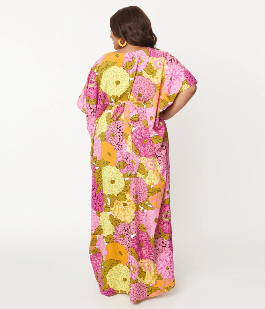 UNIQUE VINTAGE FLORAL PRINT BURTON CAFTAN DRESS 7 UNIQUE VINTAGE FLORAL PRINT BURTON CAFTAN DRESS