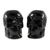 Haunted Homewares SOURPUSS SKULL CANDLESTICK HOLDERS BLACK