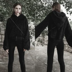 PunkRave PUNK RAVE CAT PAW FLUFFY HOODED PULLOVER Hoodies & Sweatshirts