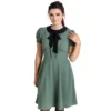 Shop Sour+Plus HELL BUNNY CATHERINE MID DRESS GREEN