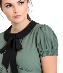 Shop Sour+Plus HELL BUNNY CATHERINE MID DRESS GREEN