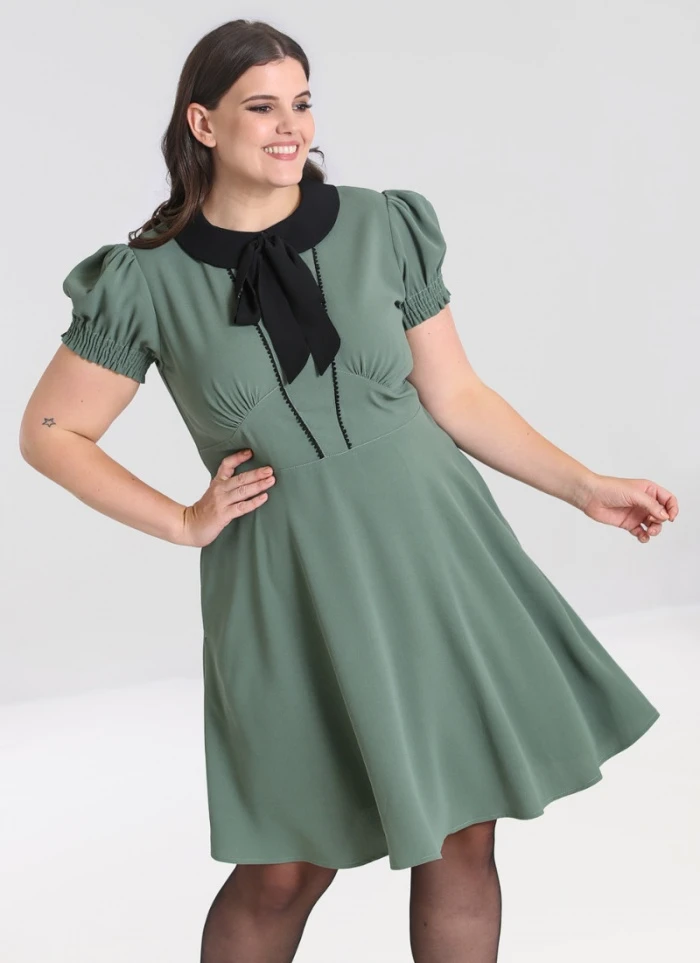 Shop Sour+Plus HELL BUNNY CATHERINE MID DRESS GREEN 7 Shop Sour+Plus HELL BUNNY CATHERINE MID DRESS GREEN