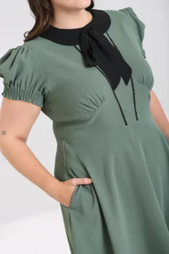 Shop Sour+Plus HELL BUNNY CATHERINE MID DRESS GREEN 14 Shop Sour+Plus HELL BUNNY CATHERINE MID DRESS GREEN