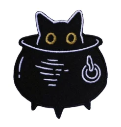 Back In Stock CAT COVEN CAULDRON CAT EMBROIDERED PATCH