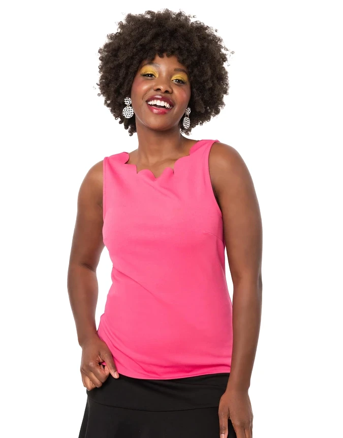 SMAK PARLOUR CHARMED SLEEVELESS SCALLOP TOP PINK Apparel 6 SMAK PARLOUR CHARMED SLEEVELESS SCALLOP TOP PINK Apparel