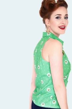 Ghouls Just Wanna Have Sun VOODOO VIXEN CHERIE DAISY POLKA DOT SLEEVELESS BLOUSE