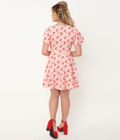 UNIQUE VINTAGE CHERRY PRINT POPPY FIT & FLARE DRESS Shop Sour+Plus 10 UNIQUE VINTAGE CHERRY PRINT POPPY FIT & FLARE DRESS Shop Sour+Plus