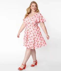 UNIQUE VINTAGE CHERRY PRINT POPPY FIT & FLARE DRESS Shop Sour+Plus 11 UNIQUE VINTAGE CHERRY PRINT POPPY FIT & FLARE DRESS Shop Sour+Plus
