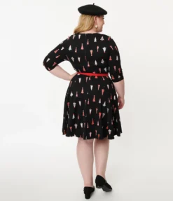 UNIQUE VINTAGE RETRO CHRISTMAS TREE PRINT STEPHANIE FIT & FLARE DRESS 10 UNIQUE VINTAGE RETRO CHRISTMAS TREE PRINT STEPHANIE FIT & FLARE DRESS