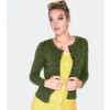 VOODOO VIXEN CLARA POLKA DOT CARDIGAN OLIVE