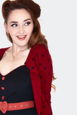 Apparel VOODOO VIXEN CLARA POLKA DOT CARDIGAN RED