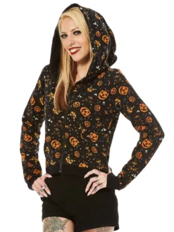 Shop Sour+Plus SOURPUSS CLASSIC HALLOWEEN CROPPED HOODIE