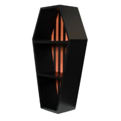 SOURPUSS STRIPED COFFIN SHELF BLACK/PUMPKIN Haunted Homewares